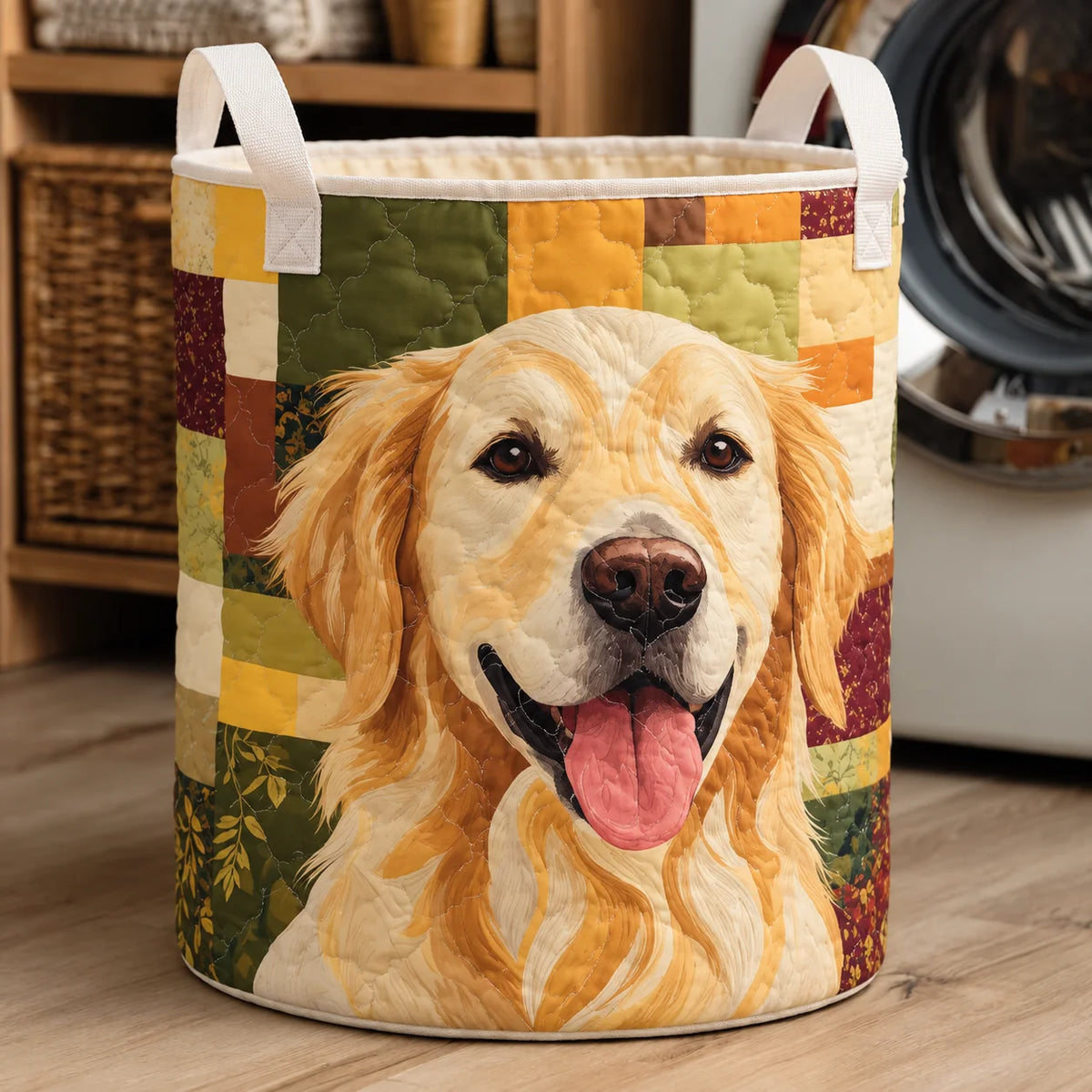 Storage Basket Quilted Animal Print Foldable Polyester Stands Upright