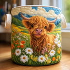 Storage Basket Quilted Animal Print Foldable Polyester Stands Upright