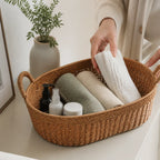 Storage Basket Rectangular Handwoven Natural Fibers