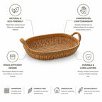 Storage Basket Rectangular Handwoven Natural Fibers