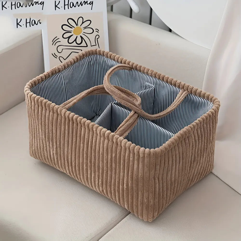 Storage Basket Striped Polyester Multi-Compartment