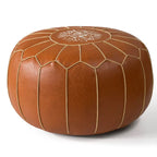 Storage Pouf Hidden Storage Hand-Embroidered Faux Leather