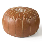 Storage Pouf Hidden Storage Hand-Embroidered Faux Leather
