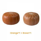 Storage Pouf Hidden Storage Hand-Embroidered Faux Leather