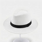 Straw Fedora Hat Handwoven UPF Sun Protection Adjustable Fit