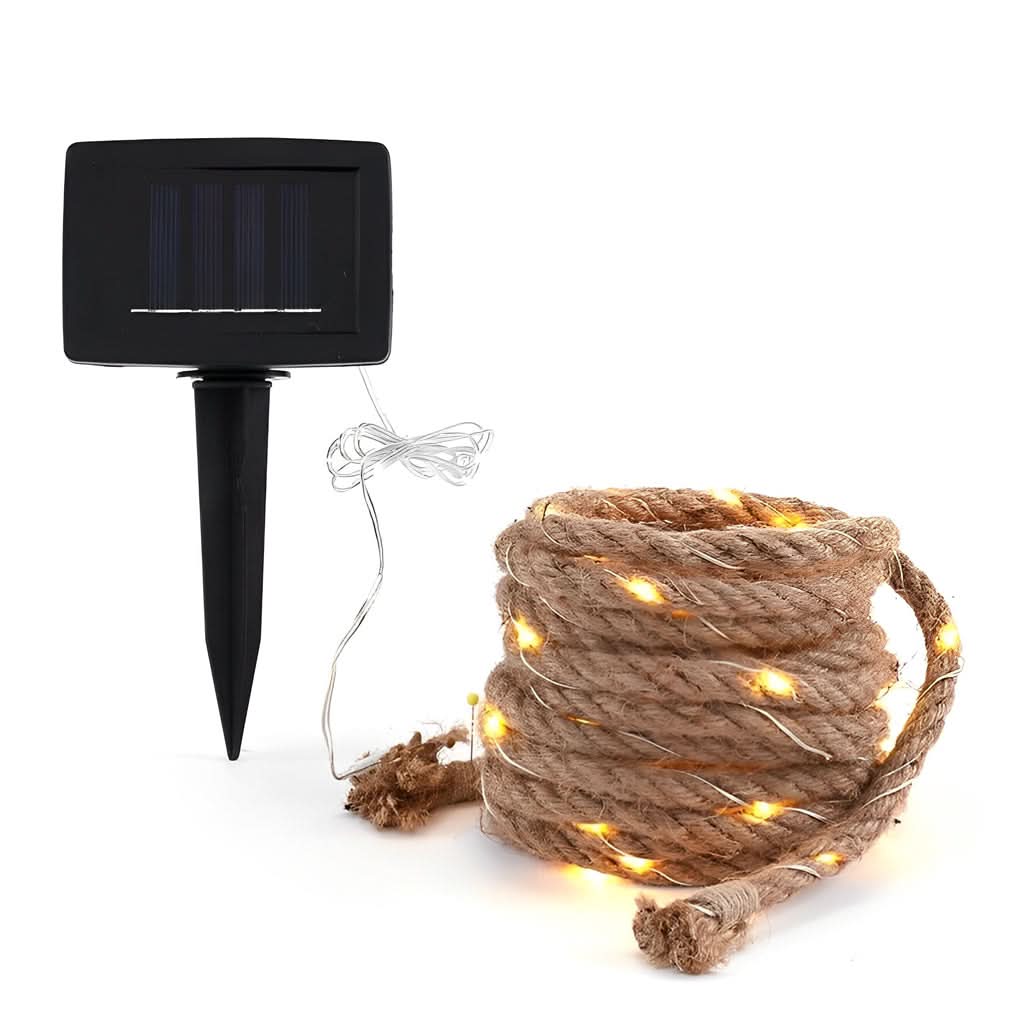 String Lights Hemp Rope Warm LED Solar & Battery
