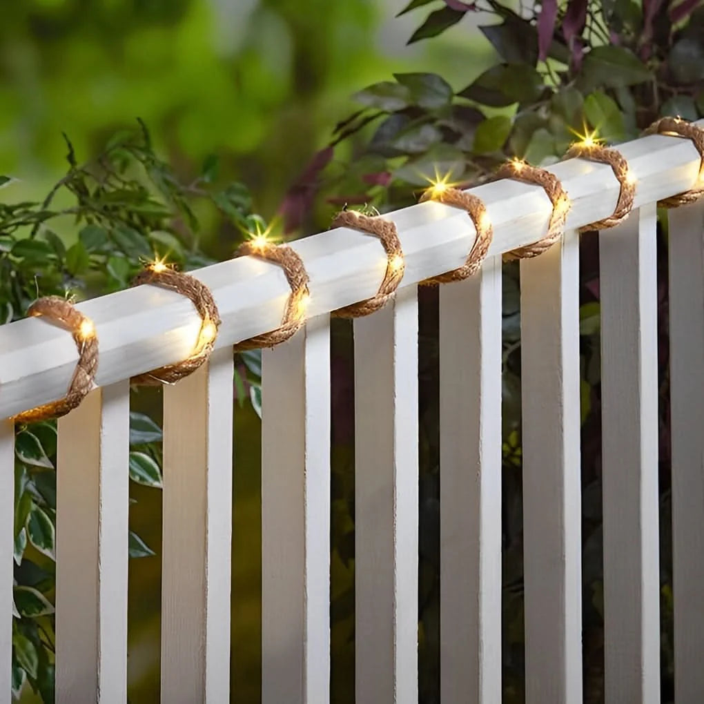 String Lights Hemp Rope Warm LED Solar & Battery