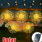 String Lights Solar Firework Effect Remote & Timer
