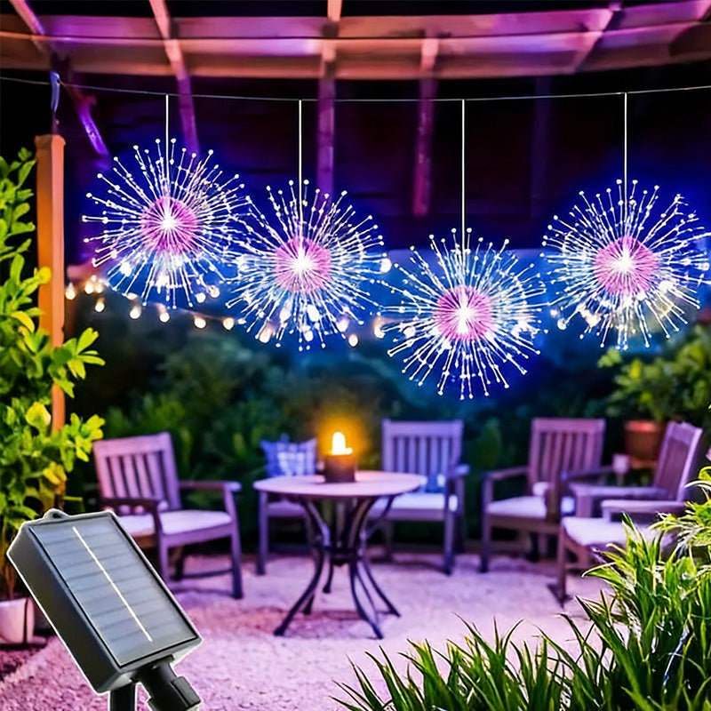 String Lights Solar Firework Effect Remote & Timer