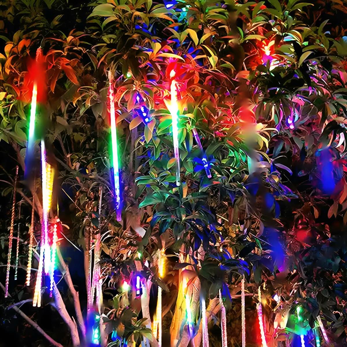 String Lights Solar Meteor Shower Adjustable Brightness