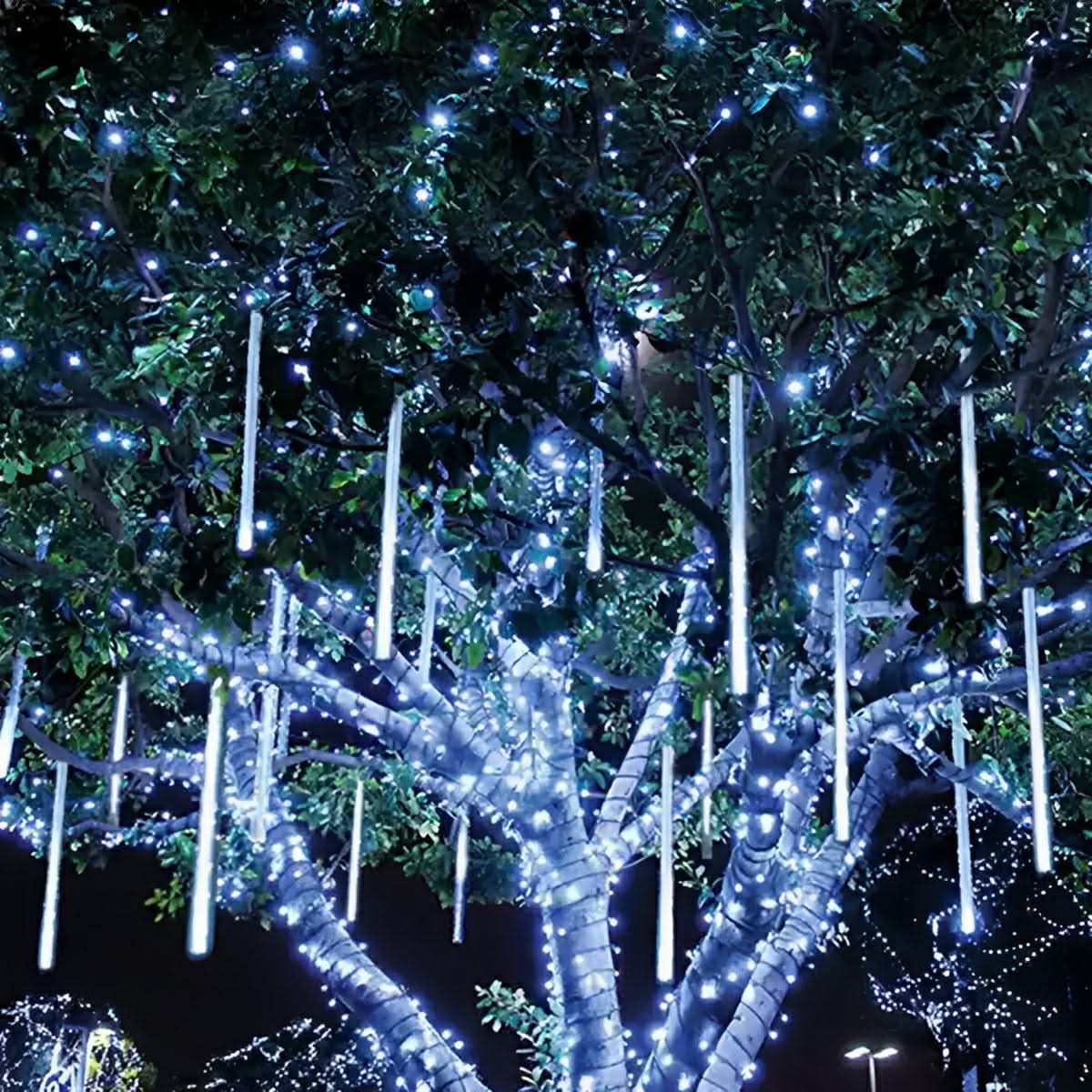 String Lights Solar Meteor Shower Adjustable Brightness