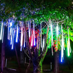 String Lights Solar Meteor Shower Adjustable Brightness