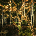 String Lights Solar Meteor Shower Adjustable Brightness