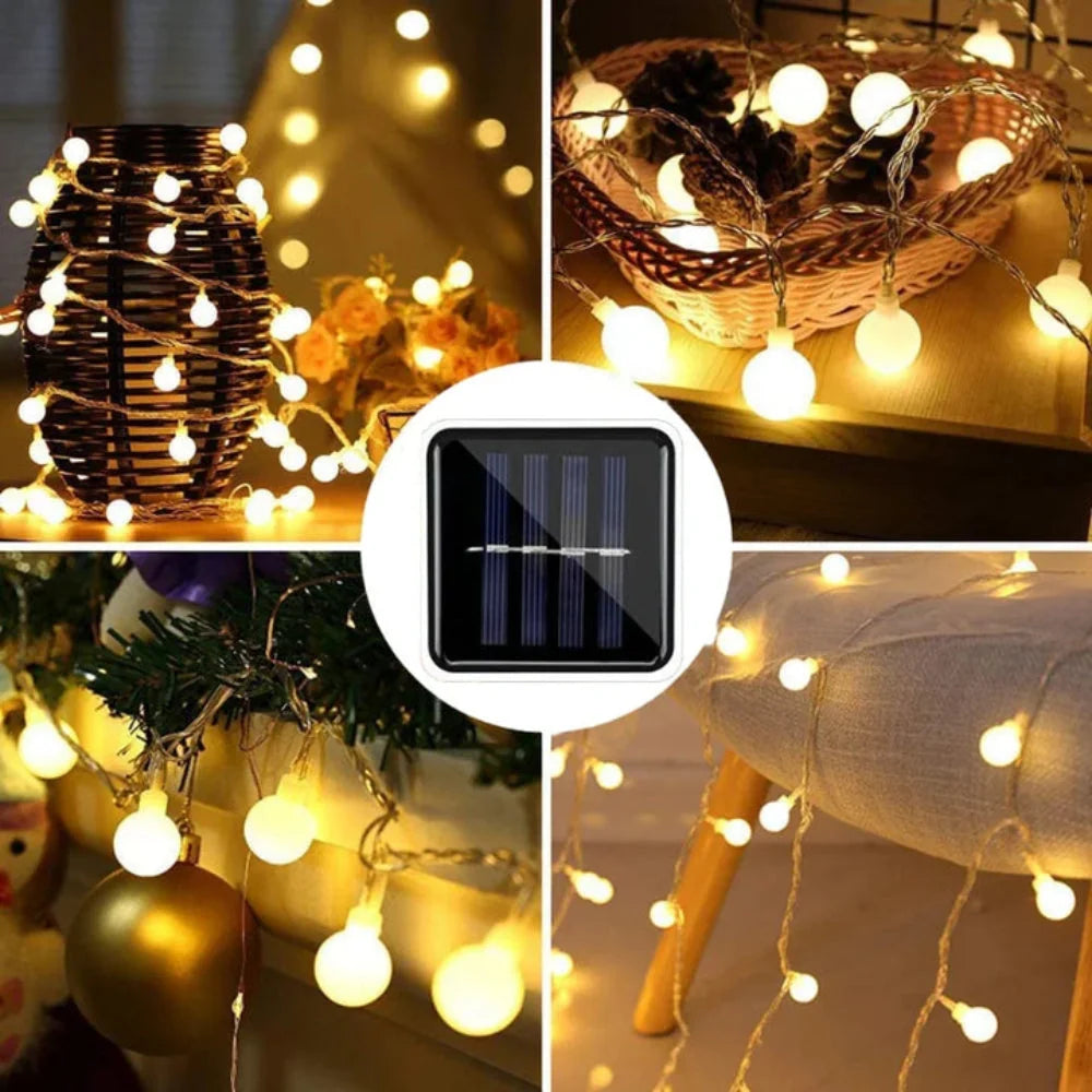 String Lights Solar Powered Auto Dusk Sensor IP65 Weatherproof