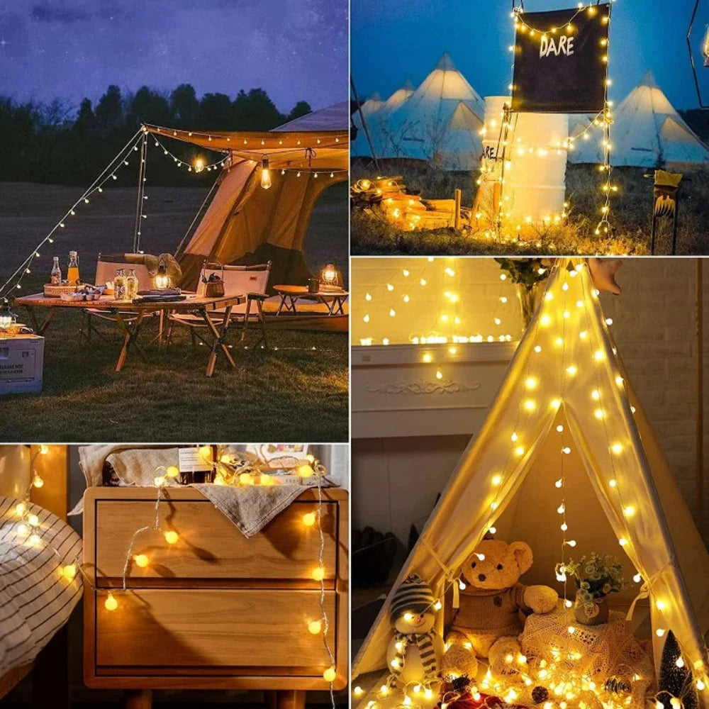 String Lights Solar Powered Auto Dusk Sensor IP65 Weatherproof