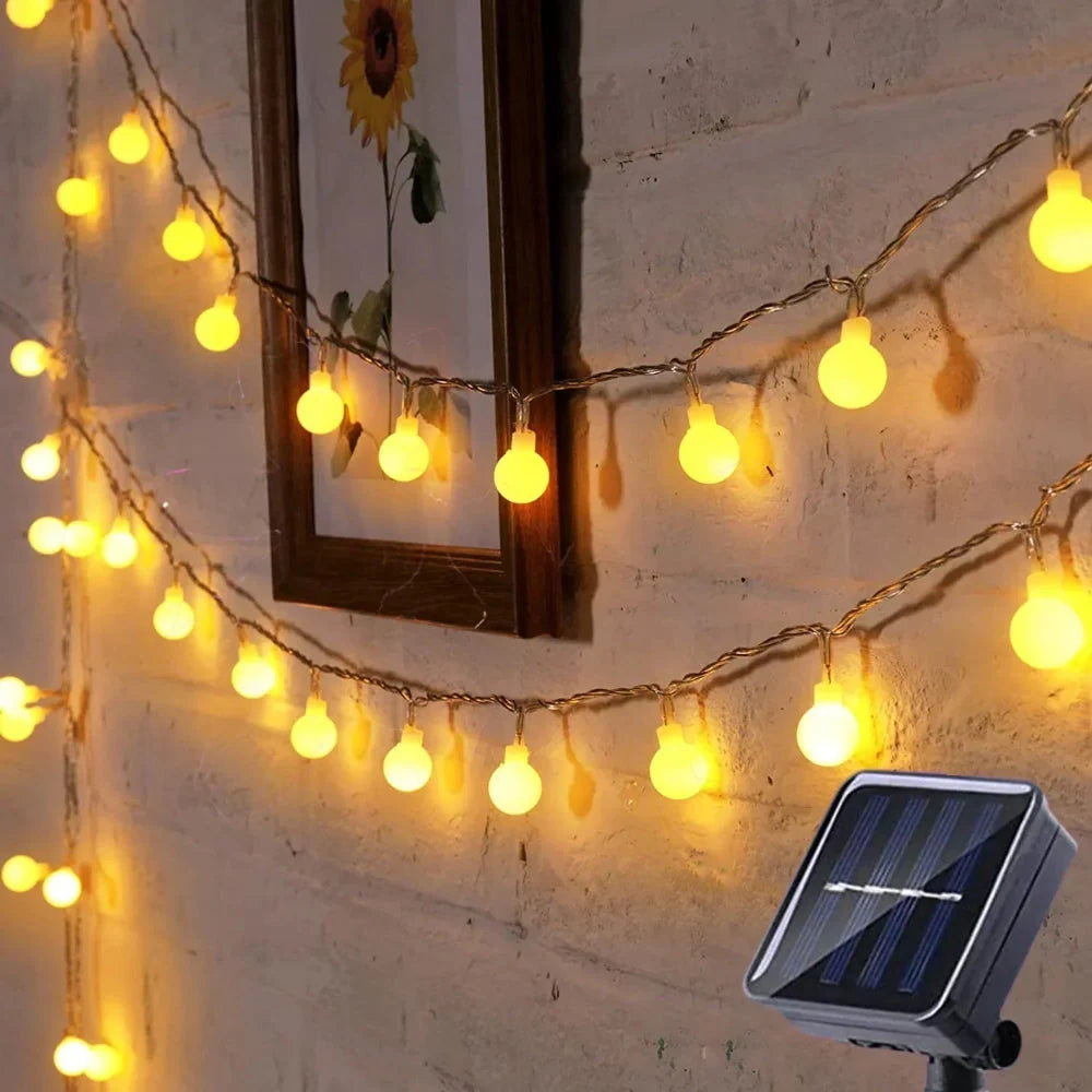 String Lights Solar Powered Auto Dusk Sensor IP65 Weatherproof