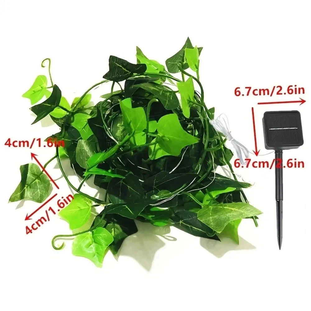 String Lights Solar Powered Warm White Floral & Leaf