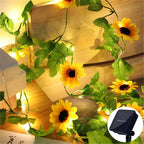 String Lights Solar Powered Warm White Floral & Leaf