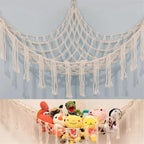 Stuffed Animal Storage Net Handwoven Cotton Rope Wall-Mounted