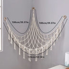 Stuffed Animal Storage Net Handwoven Cotton Rope Wall-Mounted