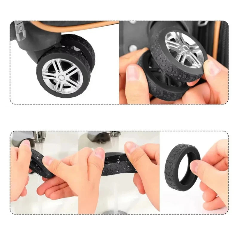 Suitcase Wheel Covers Silicone Noise-Reducing Set of 8