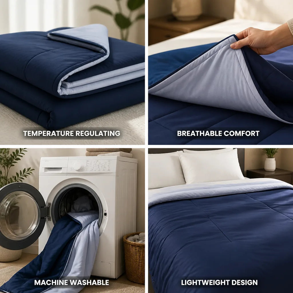 Summer Blanket Temperature Regulating Breathable Fill Machine Washable