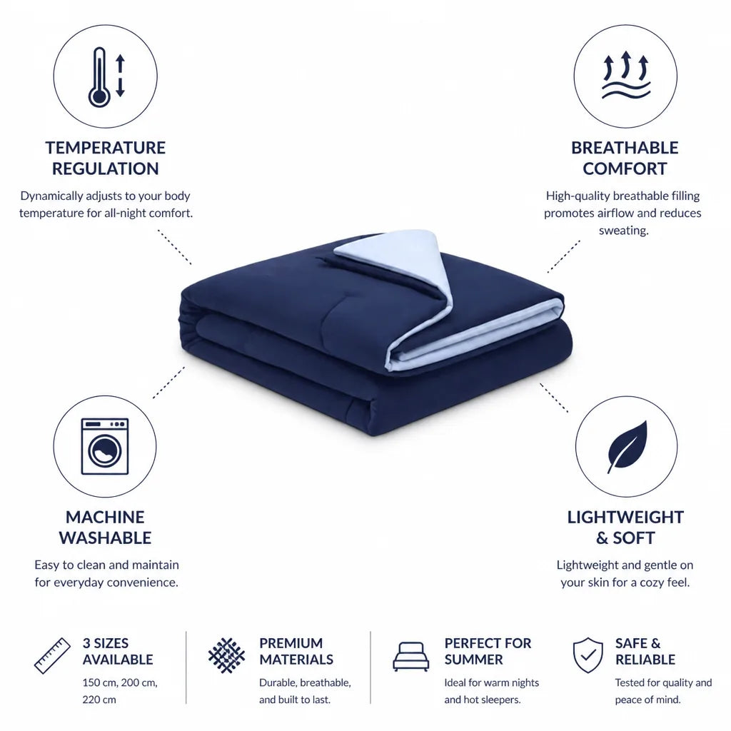 Summer Blanket Temperature Regulating Breathable Fill Machine Washable