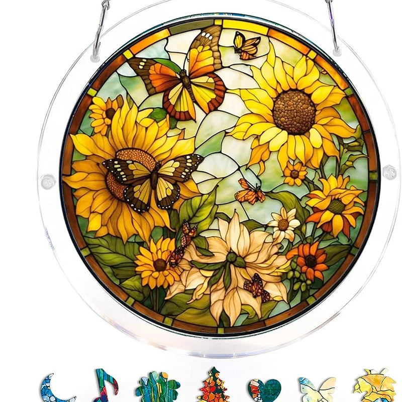 Sun Catcher Round Shatterproof Acrylic & Metal Chain