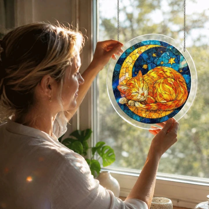 Sun Catcher Round Shatterproof Acrylic & Metal Chain
