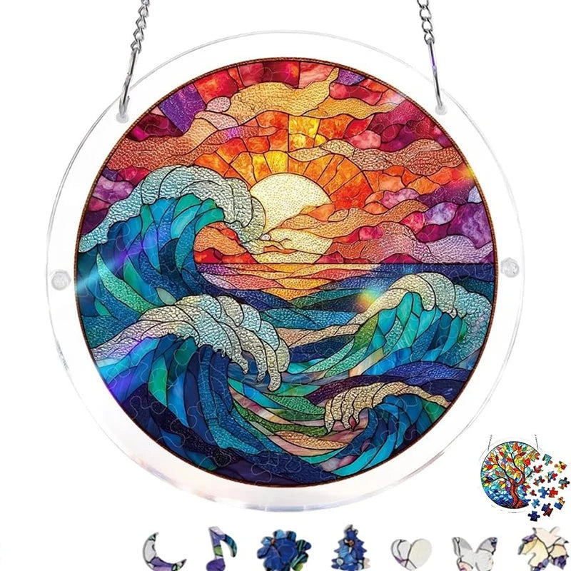 Sun Catcher Round Shatterproof Acrylic & Metal Chain