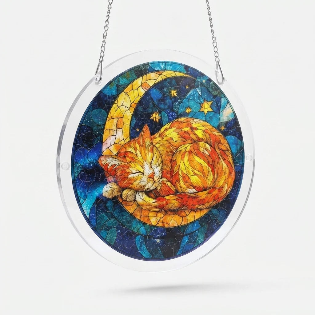 Sun Catcher Round Shatterproof Acrylic & Metal Chain