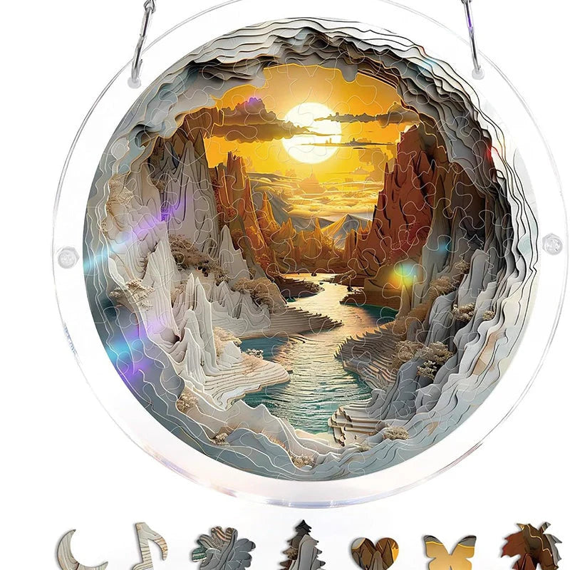 Sun Catcher Round Shatterproof Acrylic & Metal Chain