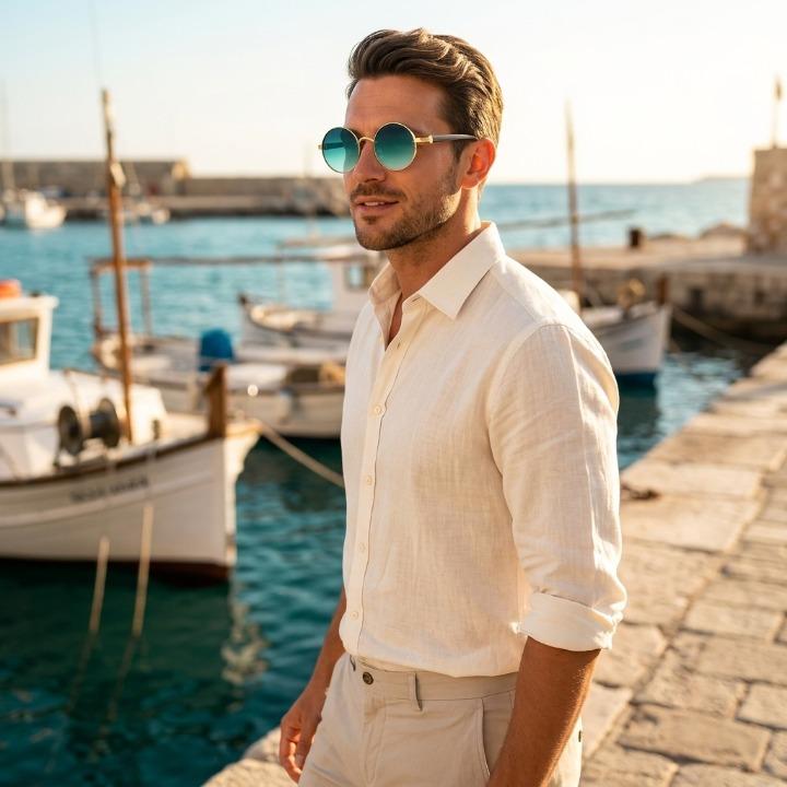Sunglasses Retro Round Metal Frame UV400 Protection
