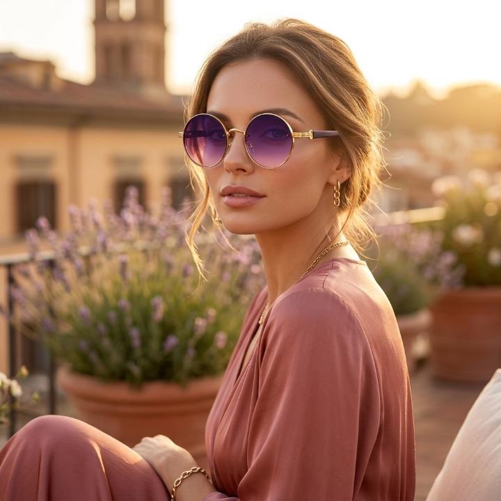 Sunglasses Retro Round Metal Frame UV400 Protection