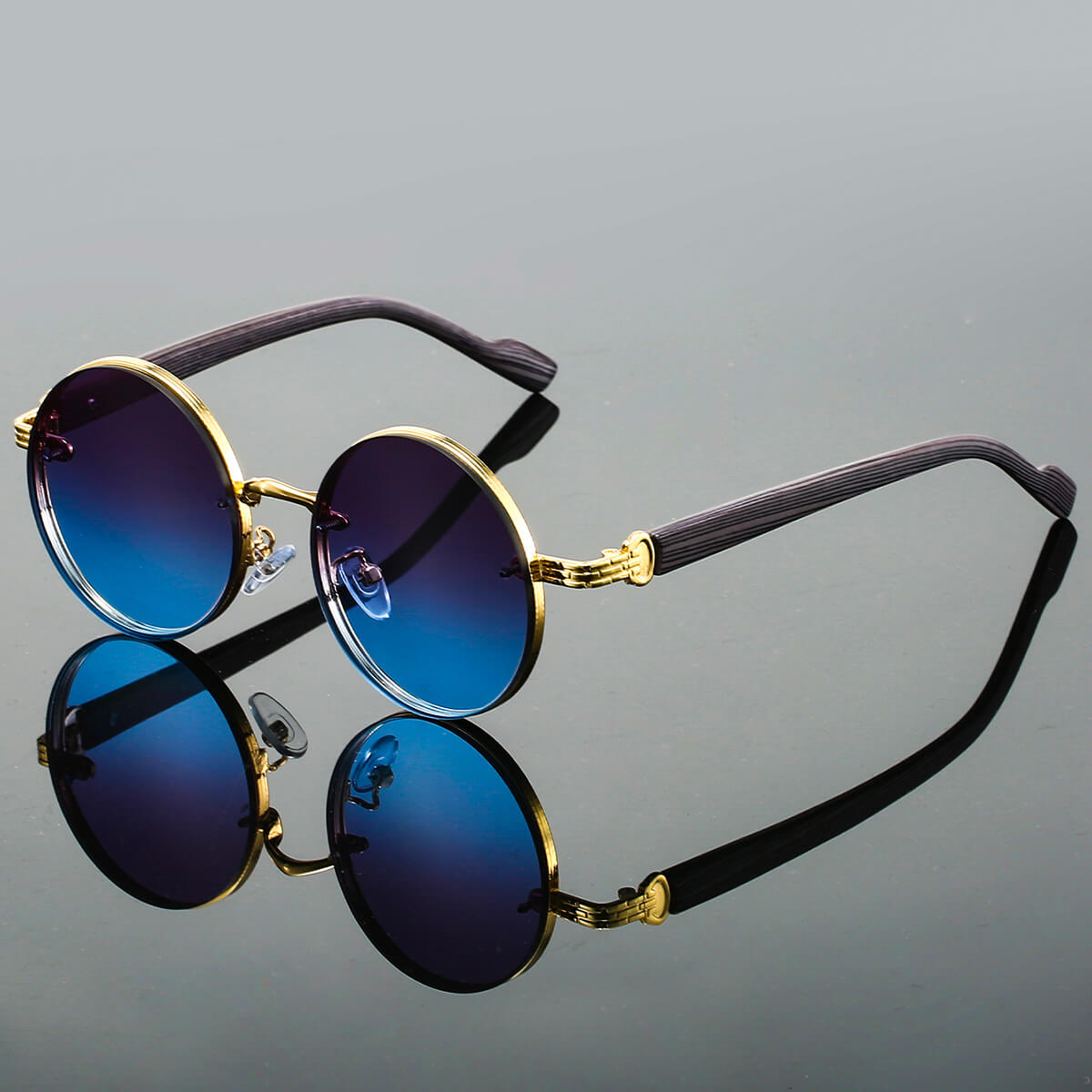 Sunglasses Retro Round Metal Frame UV400 Protection