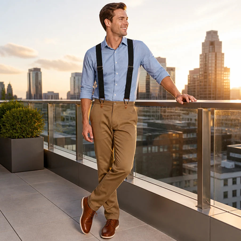Suspenders Elastic X or Y Back Metal Clips