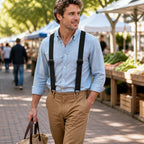 Suspenders Elastic X or Y Back Metal Clips