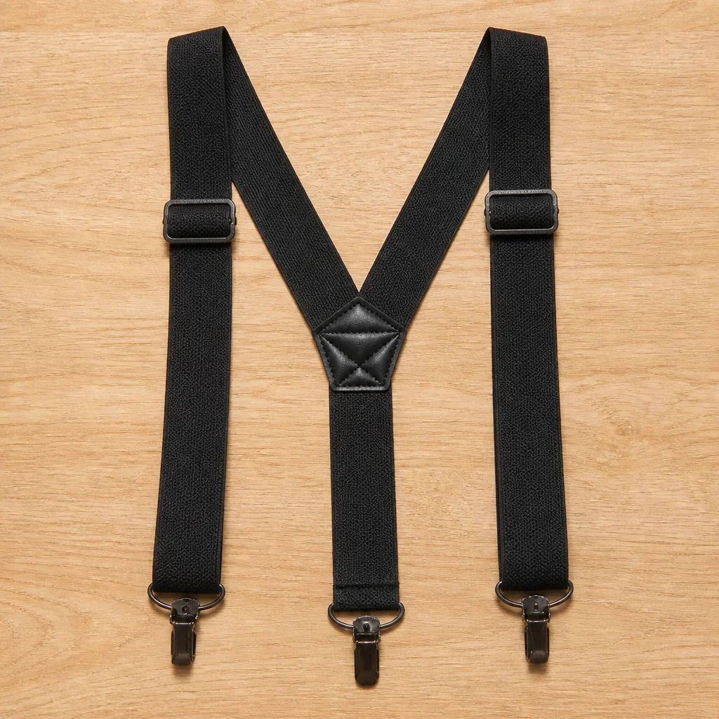 Suspenders Elastic X or Y Back Metal Clips