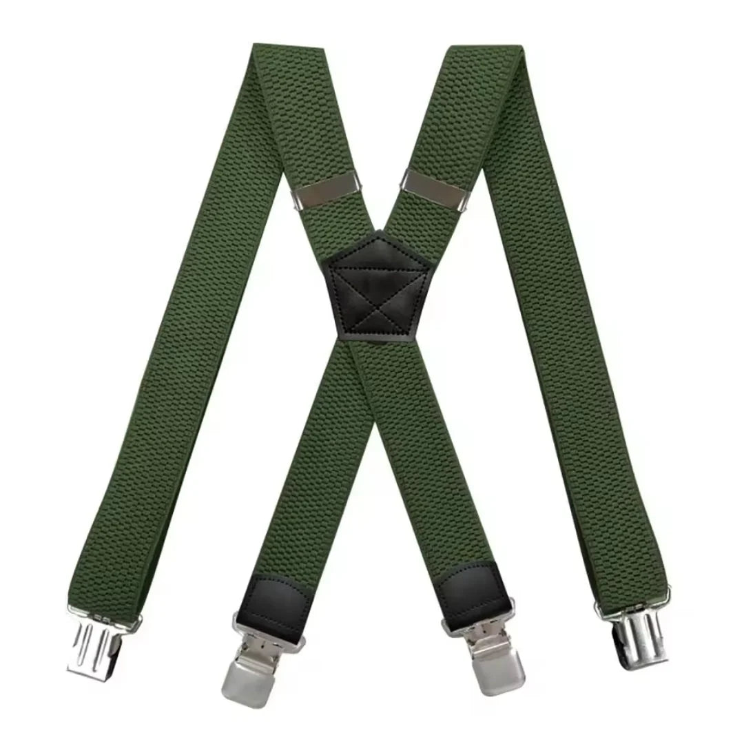 Suspenders X-Back Adjustable Elastic Four Clips