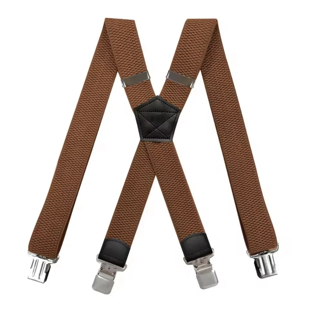 Suspenders X-Back Adjustable Elastic Four Clips