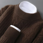 Sweater 100% Wool Jacquard Knit Stand-Up Collar