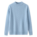 Sweater 100% Wool Jacquard Knit Stand-Up Collar