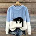 Sweatshirt Oversized Soft Black Cat Graphic