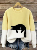 Sweatshirt Oversized Soft Black Cat Graphic