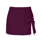 Swim Skirt High-Waist Ruched Side Tie & Slit