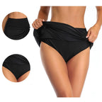 Swim Skirt High-Waist Ruched Side Tie & Slit