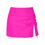 Swim Skirt High-Waist Ruched Side Tie & Slit