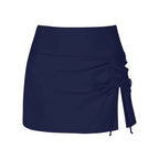 Swim Skirt High-Waist Ruched Side Tie & Slit