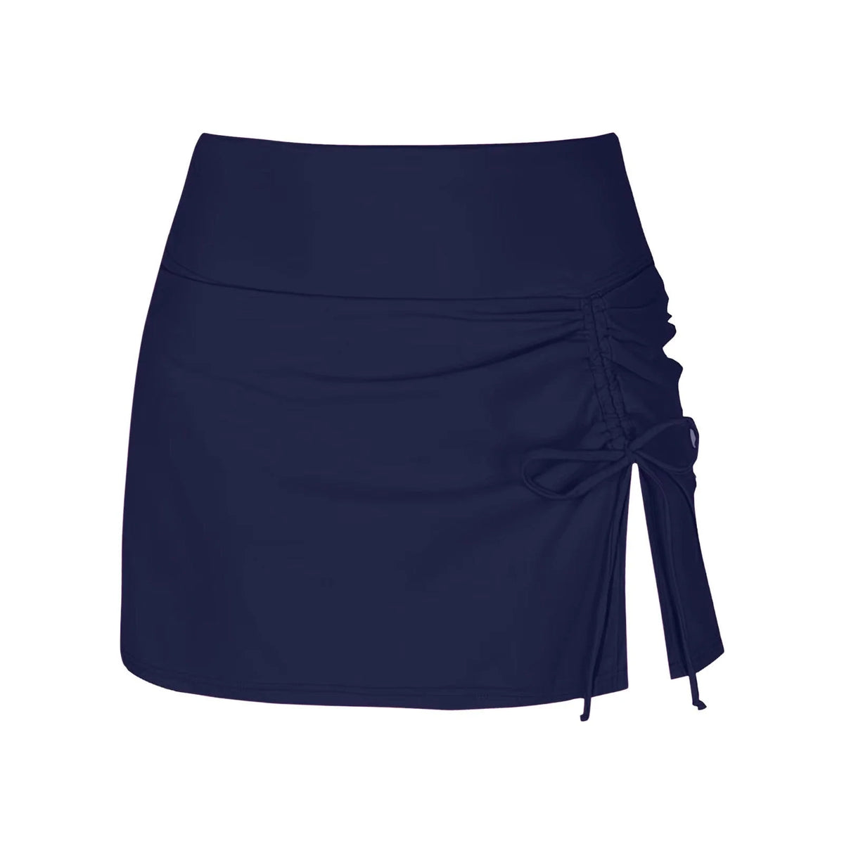 Swim Skirt High-Waist Ruched Side Tie & Slit