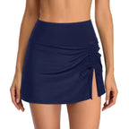 Swim Skirt High-Waist Ruched Side Tie & Slit